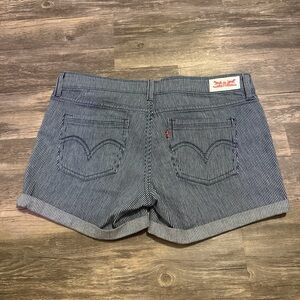 Levi's Women's Navy Pinstripe Jean Shorts